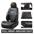thumbnail image 3 of Florich Car Seat Covers Full Set, Waterproof Faux Leather Seat Protectors, Automotive Interior Cushions Universal Fit for Most Cars Suv Trucks, RedLine, 3 of 8