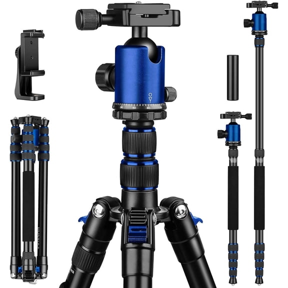 Heavy Duty Tripod for Camera and Phone, Camera Monopod Tripods, DSLR Binoculars Spotting Scope Camcorders Video Tripod Stand, 360 Degree Ball Head