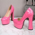 thumbnail image 6 of Women's Chunky High Heels Round Toe Pumps 14cm Heel 4cm Platform WZ, 6 of 10