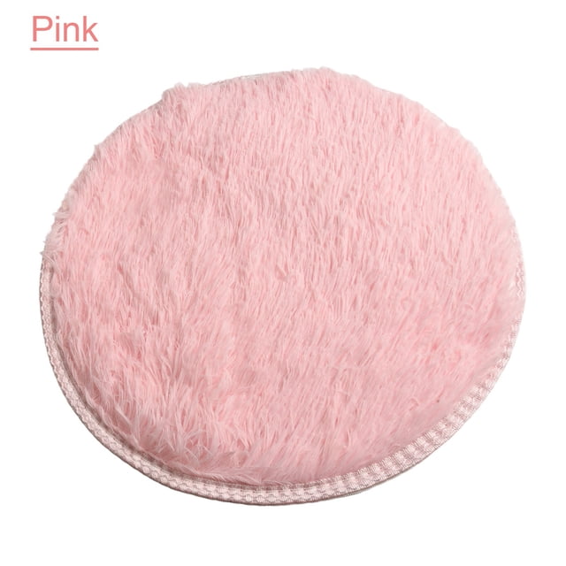 Tapis Shaggy Rond Rond pour Salon Chambre, Tapis de Sol Antidérapant Rose