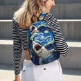 thumbnail image 5 of Lsque Vintage Starry Sky Shark Pattern Canvas Daypack, Durable Backpack, High-quality Versatile Backpack,Vintage Compact Backpack-Medium, 5 of 6