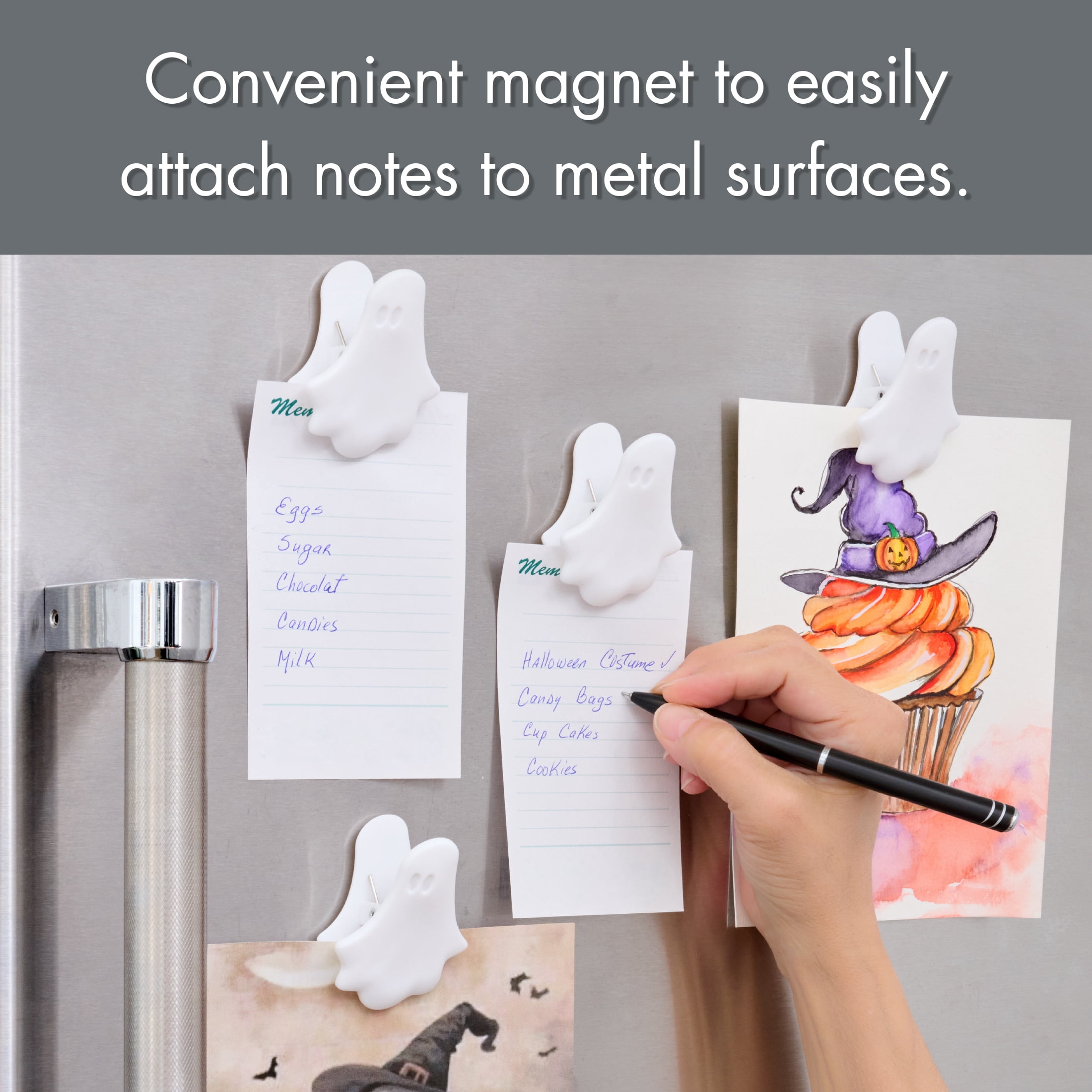 Way To Celebrate 4-Piece Ghost Bag Clips, White, Halloween Kitchen Accessories