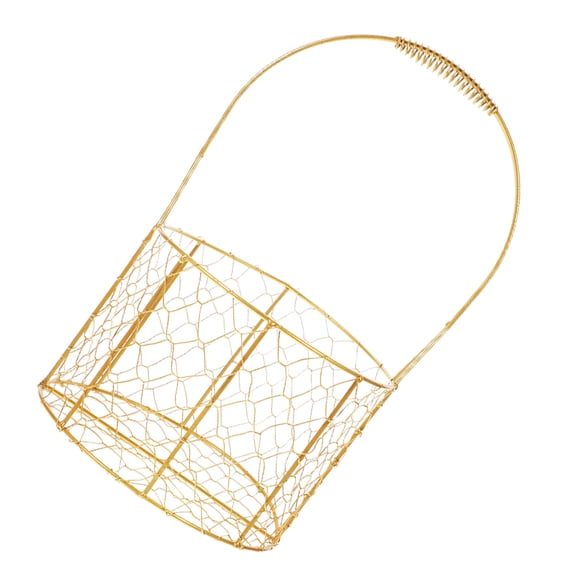 NIAIZEK Plated Gold Iron Wire Basket with Handle Empty for Wedding Party and Home Organization