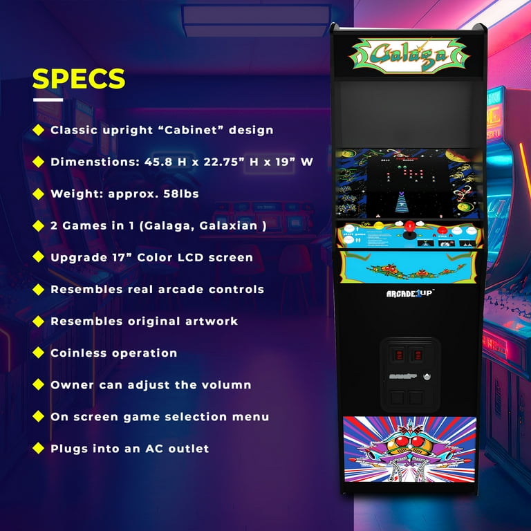Arcade1Up GALAGA Deluxe Arcade Game Machine 5-Foot Stand-Up