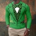 thumbnail image 2 of IWRICH St. Patrick's Day T Shirts for Men Long Sleeve Cute Graphic Shamrock Pullover Tops Cozy Crewneck Tees 04-Green XL, 2 of 4