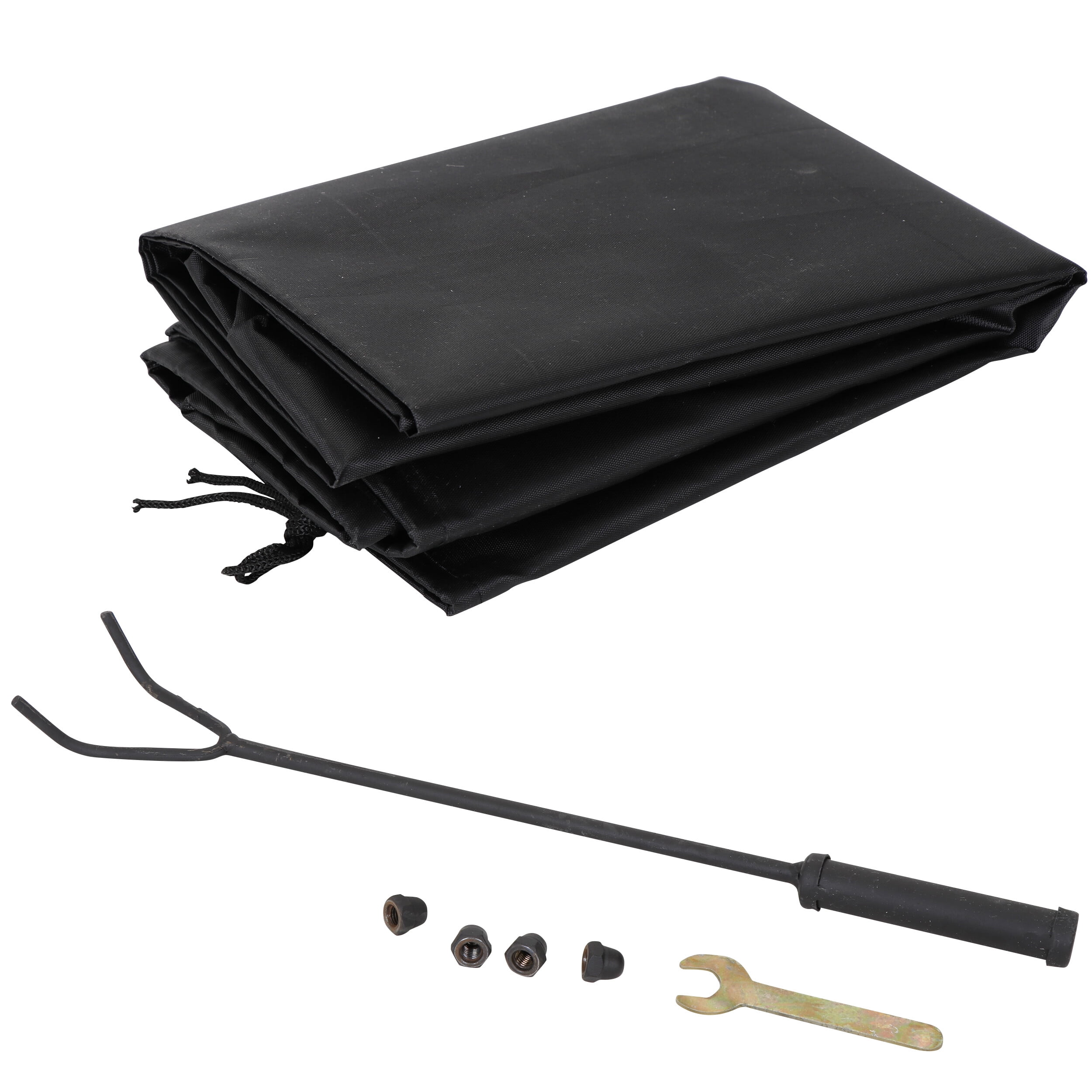 HomGarden 26Inch Fire Pit Outdoor Wood Burning Fireplace W/Rain Cover/Fire Poker/Mesh Lid, Black