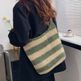 thumbnail image 3 of Bolsa bandolera para mujer, de mano tejido de paja a la moda para mujer, a rayas cuadradas para el verano Tmvgtek Para Estrenar, 3 of 9