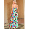 thumbnail image 4 of Women'S 2025 Summer Maxi Dress Floral Tie Front Spaghetti Strap Casual Boho Beach Flowy Sundress Color M, 4 of 6