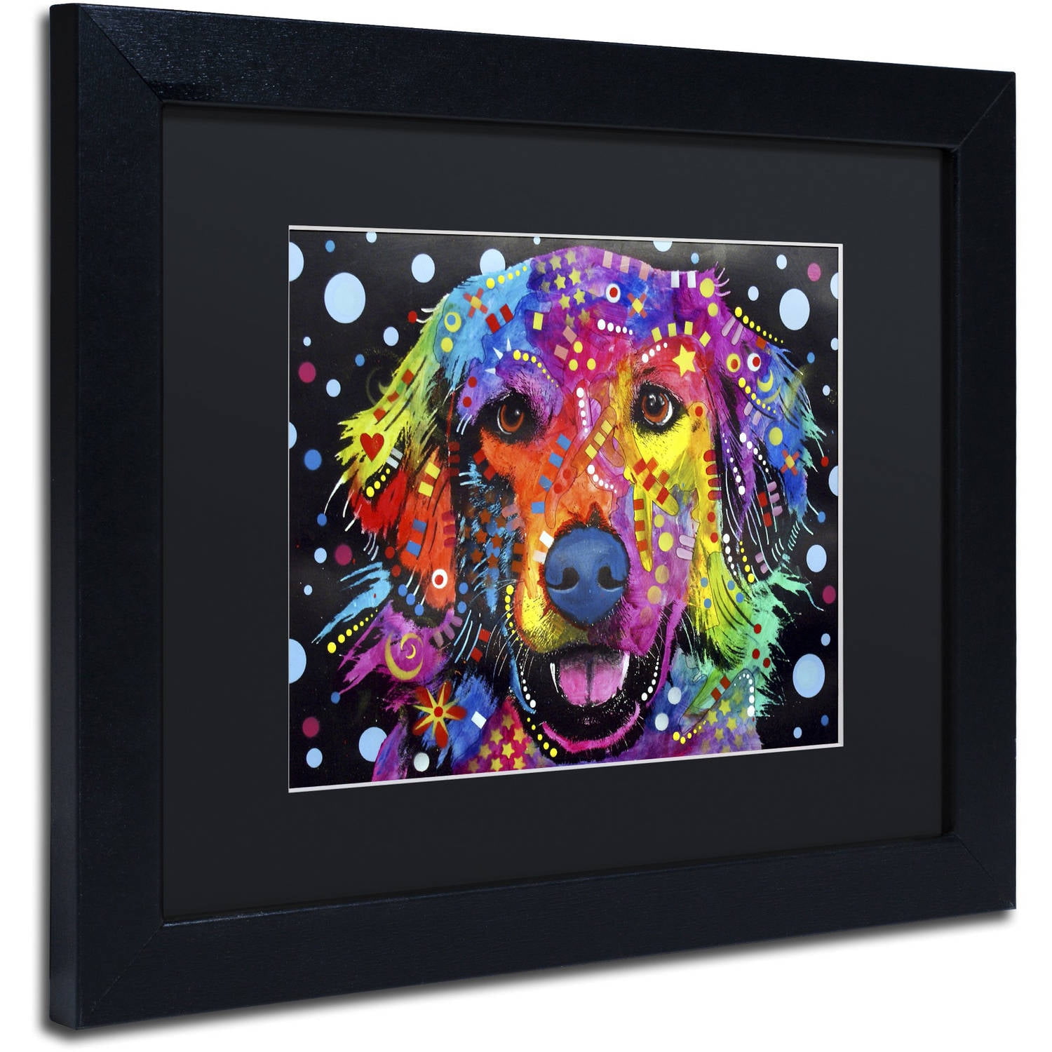Trademark Fine Art "Golden Retriever II" Canvas Art by Dean Russo, Black Matte, Black Frame