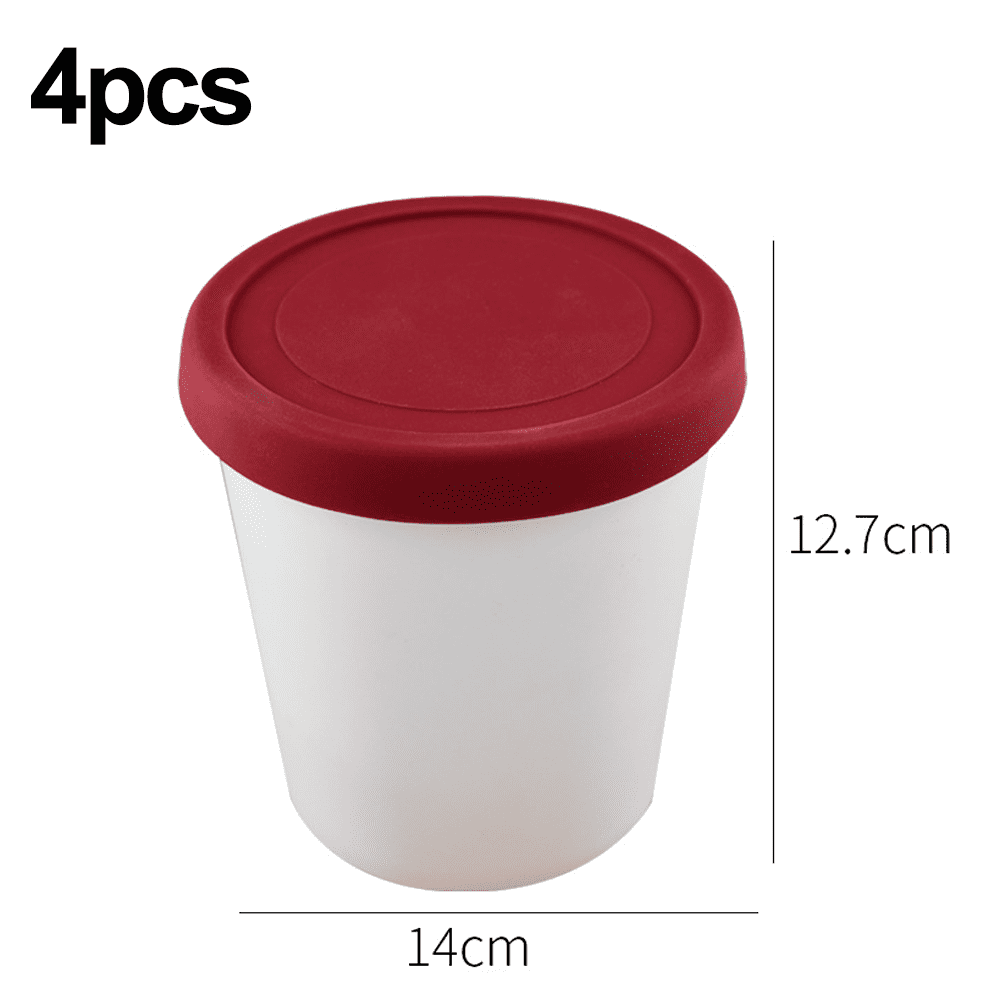 Round Ice Cream Container Freezer Ice Cream Tub Portable Ice Cream Container with Silicone Lid, Size: 14X12.7X9.8CM