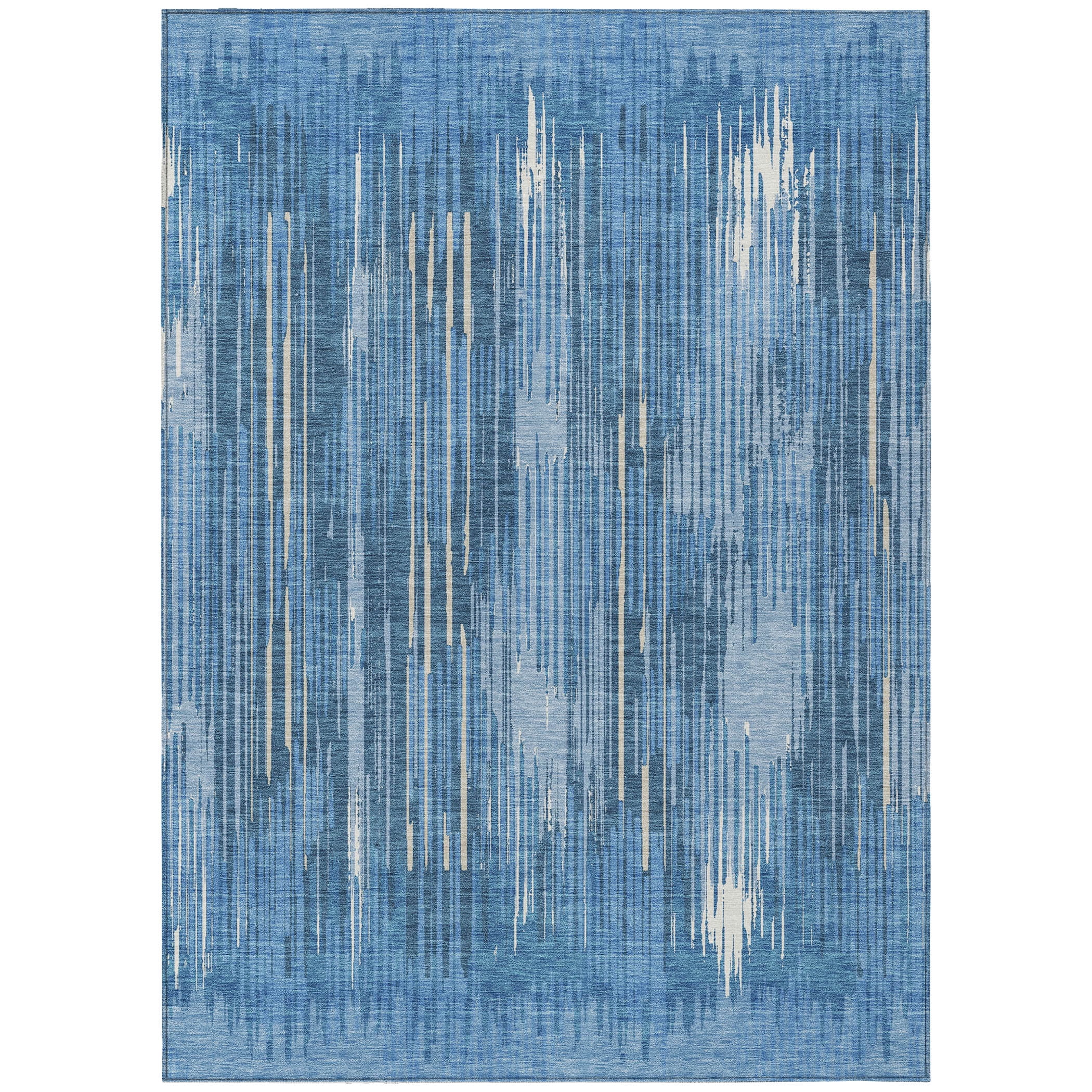 Addison Rugs Chantille Indoor/Outdoor Transitional Stripes Blue Washable Rectangle Rug, 8' x 10'