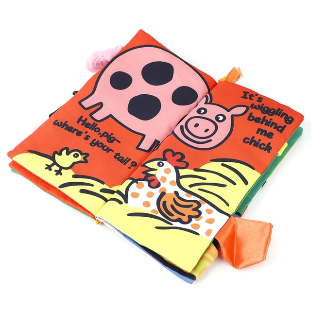 Libro de tela de bebé, libro de tela educativo de Kid Kids Tail para ni?os de aprendizaje de inglés para ni?os y ni?as Actividad de tocar y sentir(animal) EOTVIA NO