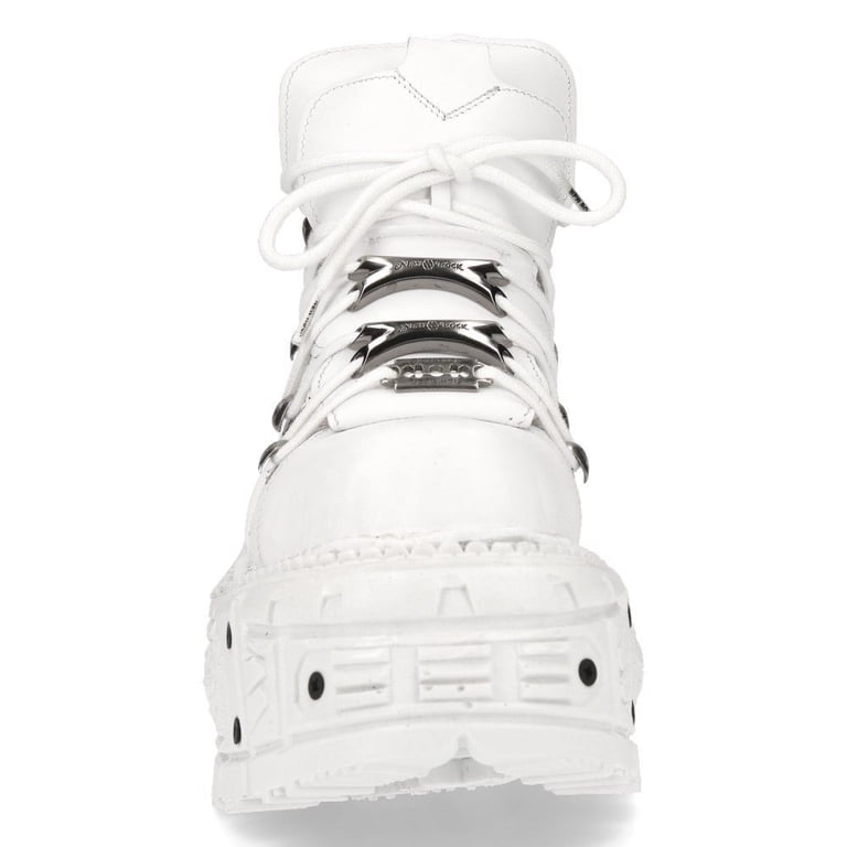 New Rock Boots M-TANK106-C1 Unisex White 100% Leather Goth
