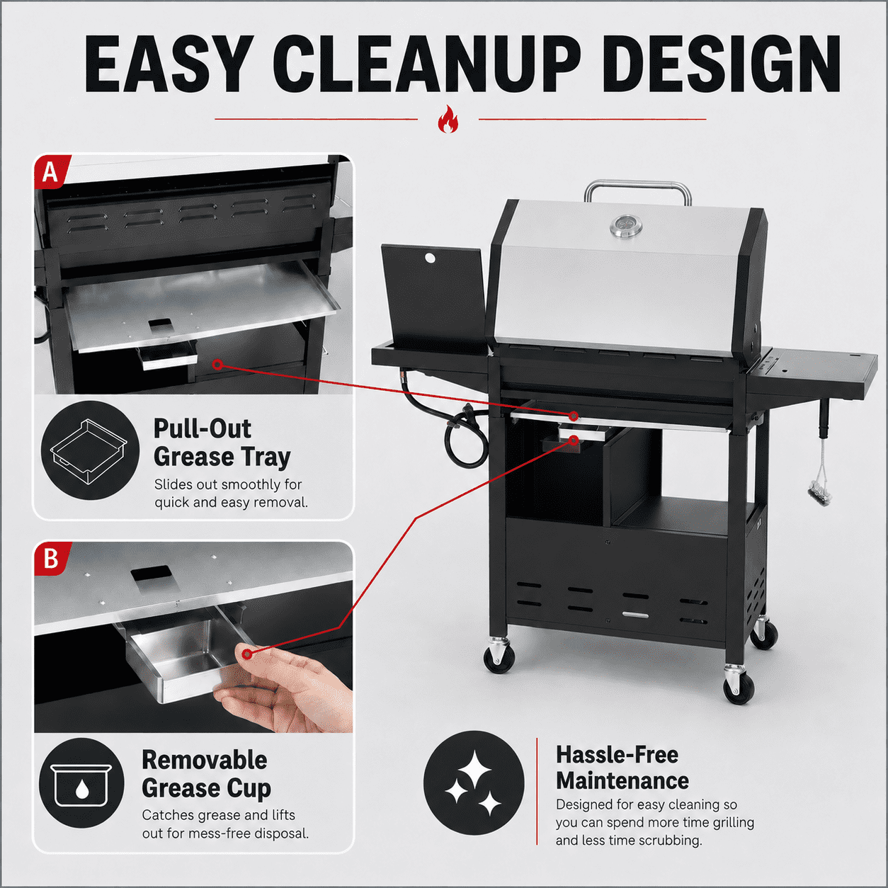 Seizeen 4 Burner Gas Grill with Side Burner, 50,000 BTU Stainless Steel BBQ Grill with Side Shelf, Tank Hook, Towel Rack & Bottle Opener, Outdoor Patio Propane Grill for Backyard, Camping