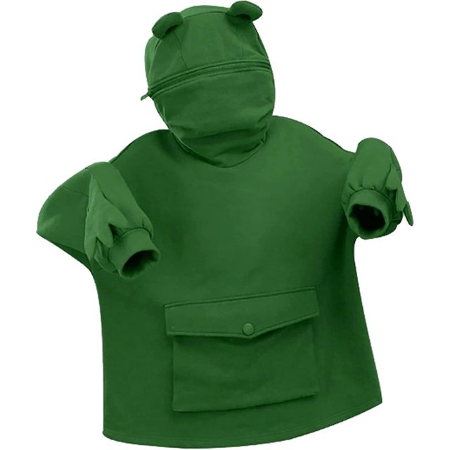 Disfraz Mujer Novedad Rana Sudadera con capucha Gran tamaño Grueso Casual Suelto Cremallera Top Aoliver greenM esquí esquí Gafas de esquí