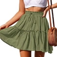 thumbnail image 4 of Moda mujer sólido Casual vendaje fruncido volantes cintura elástica faldas Wmkox8yi FGJ2027, 4 of 9