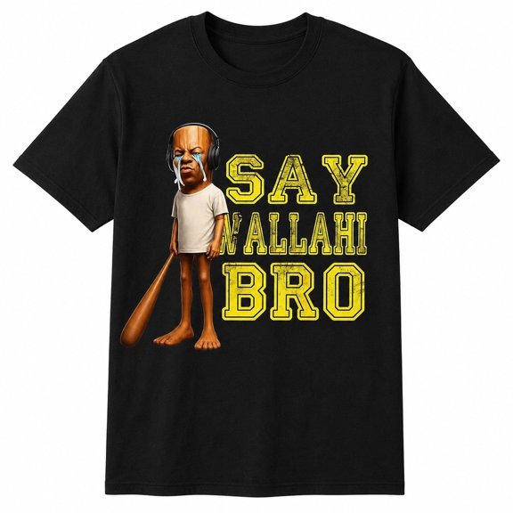 Say Wallahi Bro Graphic T-Shirt, Unisex Classic Fit Cotton Tee