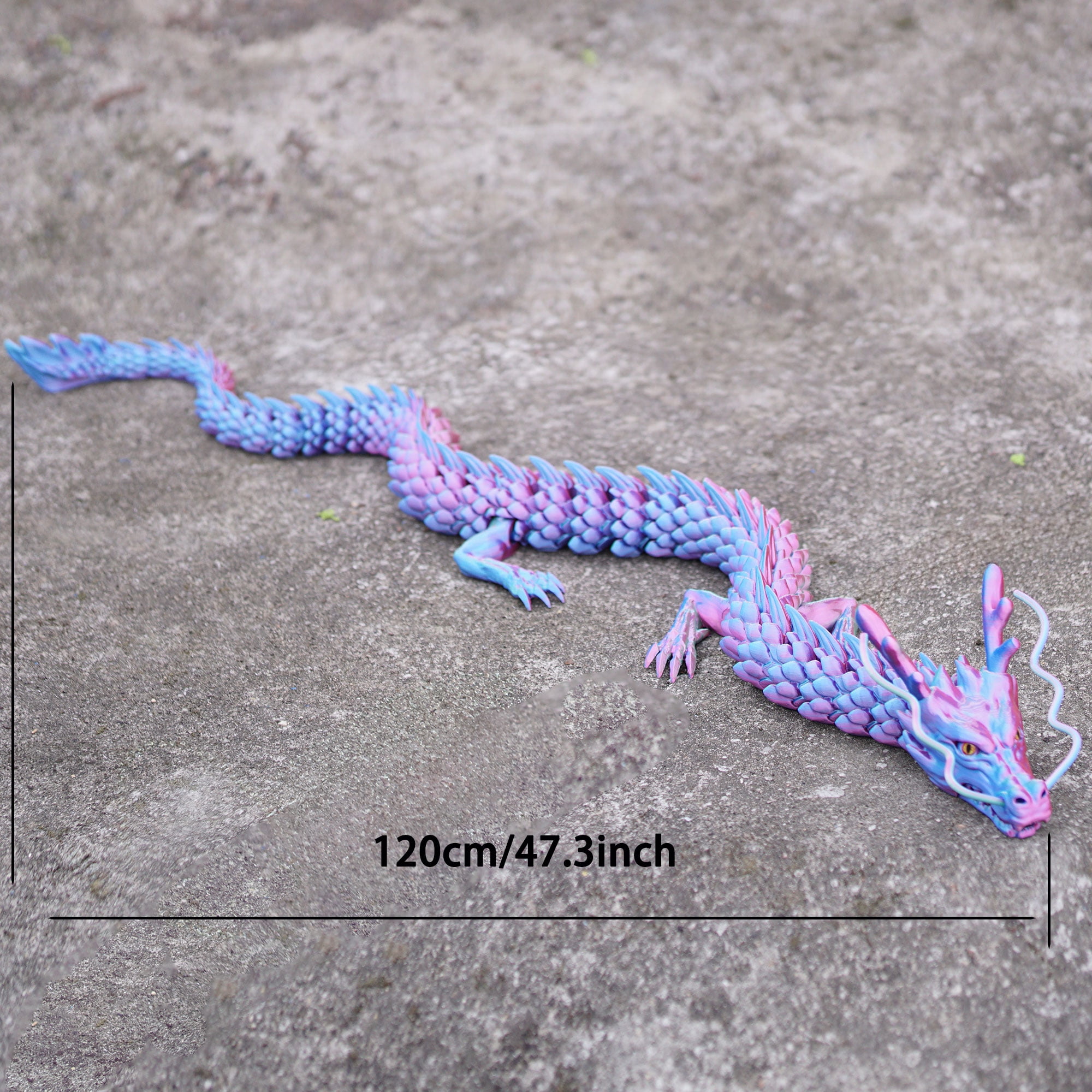 47.5inch 3D Printed dragon,Flexible Joint Animal lacertid Figurines,Realistic Eyes, Home Office Decor,Fidget Toy for Adults Teens Boy Festival Gifts