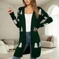 thumbnail image 2 of Womens Christmas Cardigan Sweater Long Sleeve Loose Fit Casual Knit Christmas Tree Embroidered Sweater Jacket Winter Xmas Open Front Cozy Holiday Soft Christmas Sweaters for Women Green L, 2 of 8