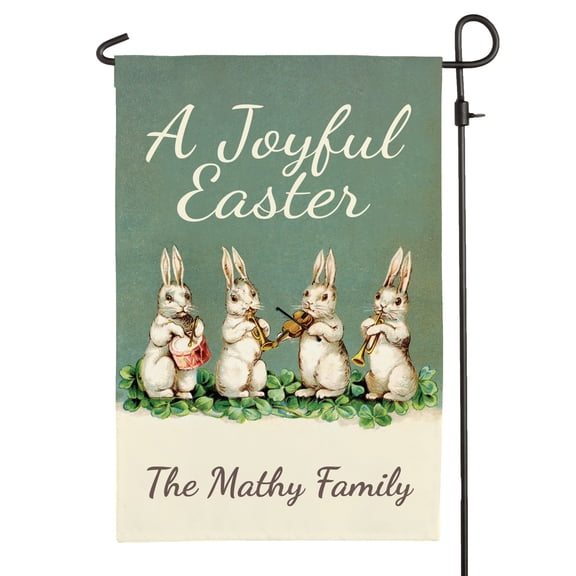 A Joyful Easter Personalized Garden Flag with Custom Name Printing, Outdoor/Indoor, 12" x 17.5"