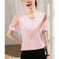 thumbnail image 1 of Hauts de Chemise à Manches Courtes V Col Montant et Manches Courtes pour Femmes, 1 of 6
