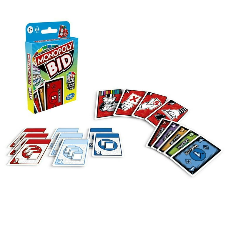 Monopoly Bid Quick-Playing Card Game for Kids Ages and Up