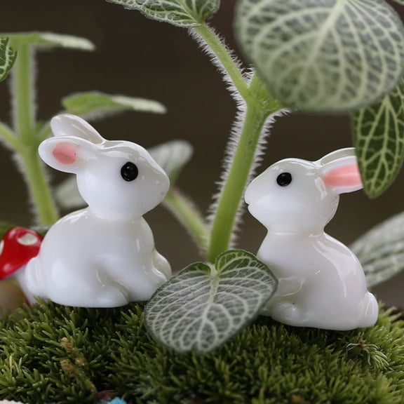 Ruanlalo 10Pcs Lovely Rabbit Resin Crafts Miniature Bonsai Plants Landscape Garden Decor