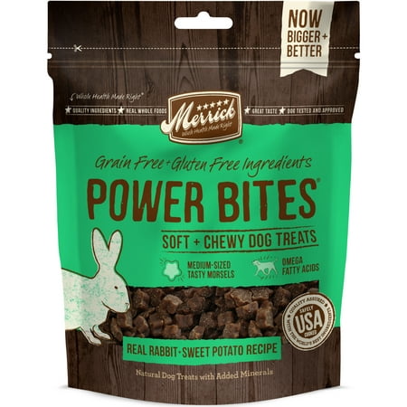 Merrick Power Bites Grain-Free Real Rabbit + Sweet Potato Recipe Chews ...