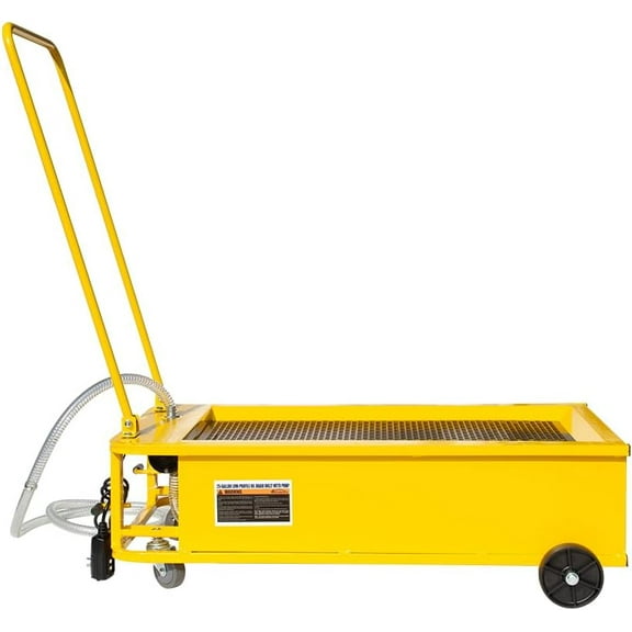 HPDMC 25 Gal Oil Drain Pan with Electric Pump - Low Profile - Heavy Duty - Swivel Casters - 110V