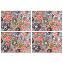 Pioneer Flower Floral Print Pattern Summer Placemats Table Placemats Set Of 4-Linen Kitchen Washable Placemats Table Mats 12x18 Inch Non-Slip Heat Resistant