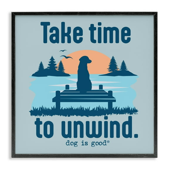 Stupell Industries Take Time to Unwind Animals Painting Black Framed Art Print Wall Art, 12 x 12