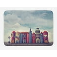 thumbnail image 1 of Fantasy Bath Mat, City with Old Books Style Buildings Birds and Cloudy Sky Literature Cityscape, Non-Slip Plush Mat Bathroom Kitchen Laundry Room Decor, 29.5 X 17.5 Inches, Red and Blue, Ambesonne, 1 of 2
