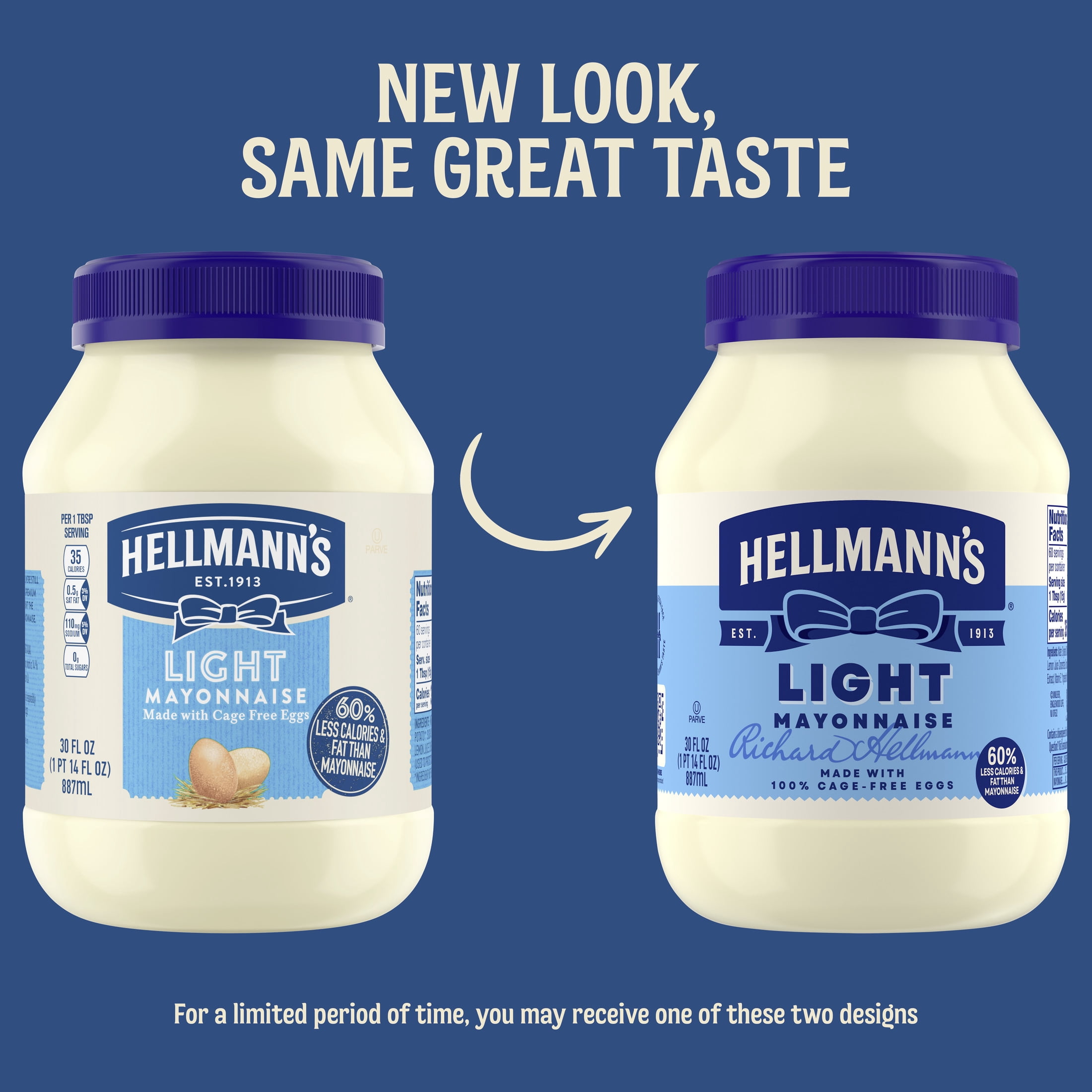 (12 pack) Hellmann's Light Mayonnaise, Sandwich Spread Condiments, 30 fl oz Jar​