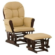 Angle View: Storkcraft Hoop Glider and Ottoman Cherry with Khaki Cushions