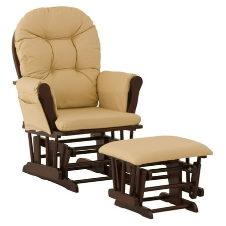 Custom Hoop Glider & Ottoman in Black Finish with Khaki Cushion