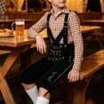 thumbnail image 6 of Trikvn Boys Bavarian Traditional Costume Plaid Long Sleeve Shirt and Suspender Shorts Set with Embroidery Details Classic Lederhosen Outfit for Halloween Party, 6 of 6