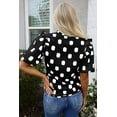 thumbnail image 2 of Chic and Elegant Black Polka Dot Blouse - V Neck with Ruffled Collar - [ZhiHiMeRi] | (US 8-10)M, 2 of 12