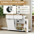 thumbnail image 3 of GVN Rolling Kitchen Table, Kitchen Island,Rolling Kitchen Island with Trash Can Cabinet and Rubber Universal Wheels-White, 3 of 9
