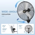 thumbnail image 4 of PEXMOR 30" Wall Mounted Fan, 10600 CFM High Velocity Industrial Fan with Controller, 70° Angle Oscillating for Warehouse, Workshop, Gym, 2 Pack, 4 of 14