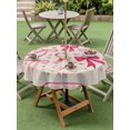 thumbnail image 3 of Outdoor Tablecloth with Umbrella Hole and Zipper, Valentine's Day Round Table Cloth 54 Inch Waterproof Tablecloth, Pink Bows Romantic Love Heart Vintage Plaid Picnic Table Cover for Patio Camping, 3 of 7