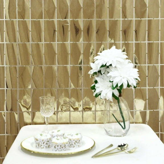 Efavormart Shiny Champagne Metallic Foil Rectangle Door Window Party Curtain Backdrop - 3ftx6.5ft