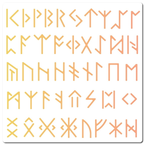 1 pc 12"X12"Ancient Alphabet Stencil Runes Elder Templates Reusable Plastic Drawing Painting Stencils Template for Painting on Card Wall Fabric Tile Canvas Crafts DIY Home Decor