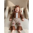 thumbnail image 4 of Loicainy Infant Baby Girl Fall Outfits 3 6 12 18 Months Rugby Print Long Sleeve Romper Flare Pants Headband, 4 of 9