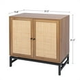 thumbnail image 2 of Set of 2 Storage Cabinet Sideboard with Natural Rattan Doors, Rattan Buffet Cabinet with Storage and Adjustable Shelves, Boho Console Table Accent Cabinet for Dining Room, Living Room, Kitchen, 2 of 8
