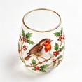 thumbnail image 4 of Hand Painted Dragonfly Lotus Pattern Stemless Glass Tumbler Gold Rim Elegant Clear Beverage Cup For Water Juice Home Table Decoration(Clear-11.3CM), 4 of 5