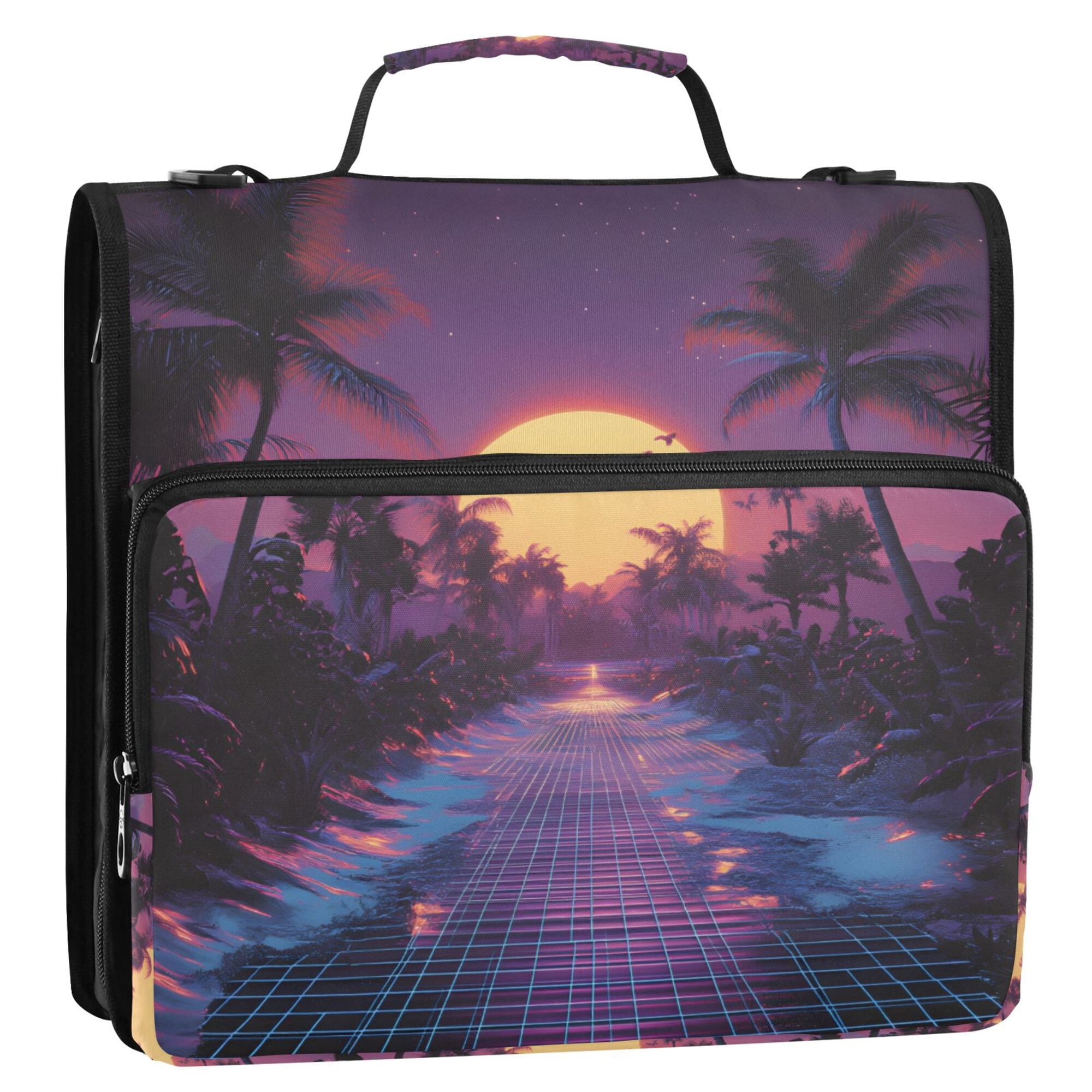 FORMRS Zipper Binder with Shoulder Strap 2-inch Ring 500 Sheet Capacity File Bag, Blue Neon Road