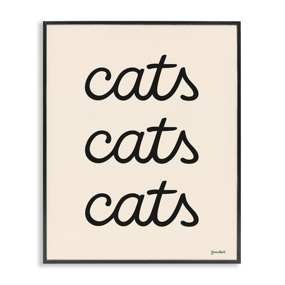 Stupell Industries Cats Repeating Script Animals Painting Black Framed Art Print Wall Art, 11 x 14
