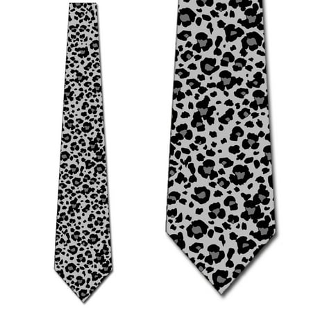 Leopard Print Ties Mens Animal Print Necktie Black and Gray Tie by Three Rooker