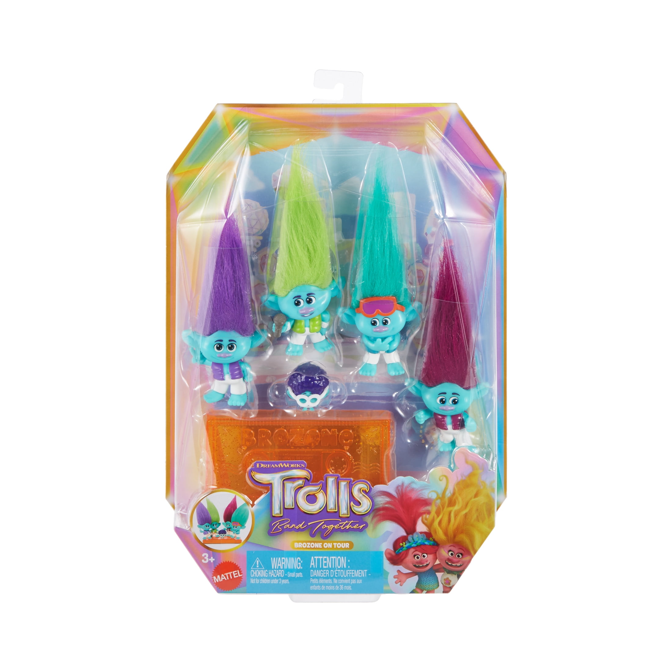 DreamWorks Trolls Band Together BroZone On Tour Small Dolls Set with Stand, Collectible Toy