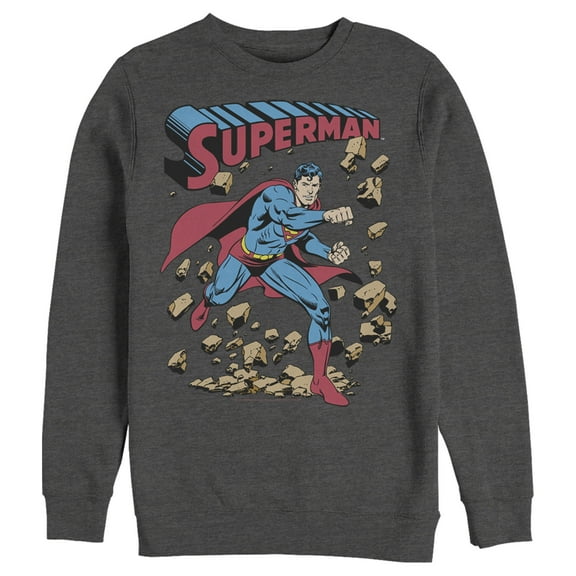 Men's Superman Hero Break Barriers Sweatshirt Charcoal Heather Small